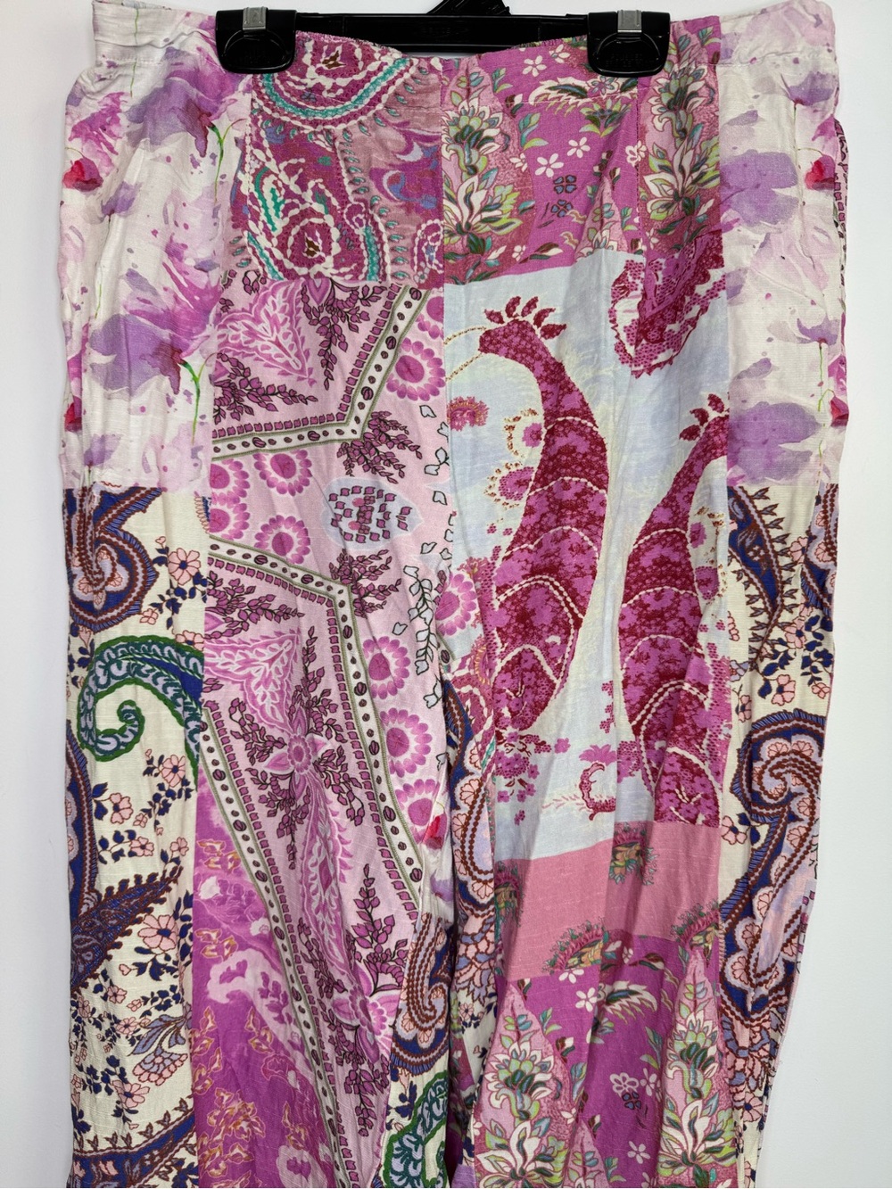 Colorful Pink Paisley boho patchwork Harem Pants size medium - Picture 3 of 9